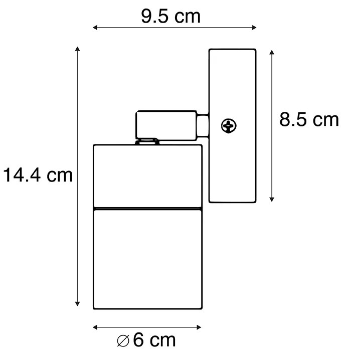 Candeeiro de parede exterior preto ajustável IP44 - Solo Moderno