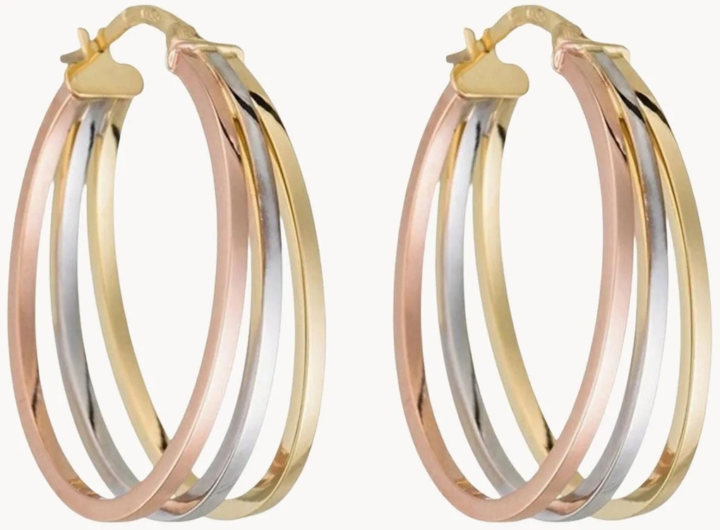 Brincos em argola em ouro branco/amarelo/rosa Orion