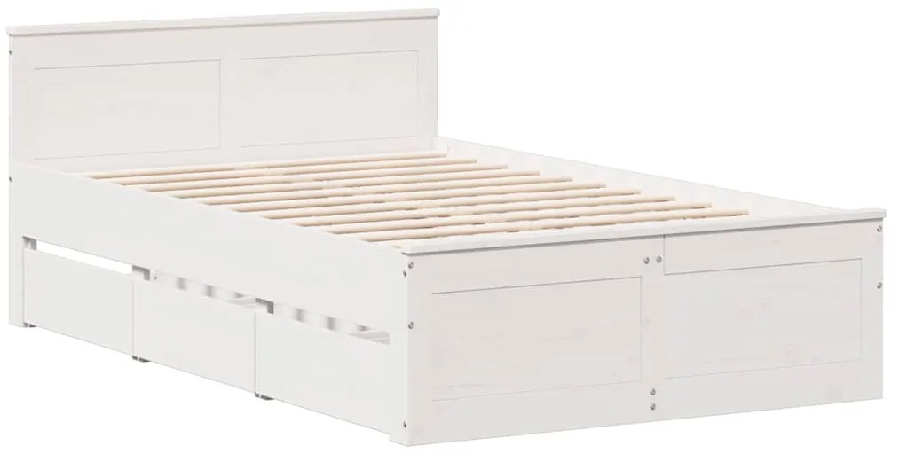 Cama sem colchão com cabeceira 120x190 cm pinho maciço branco