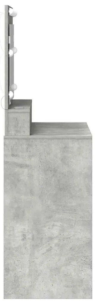 Mesa de Maquiagem vidaXL com Luzes LED Cinza Concreto 79x41x135 cm