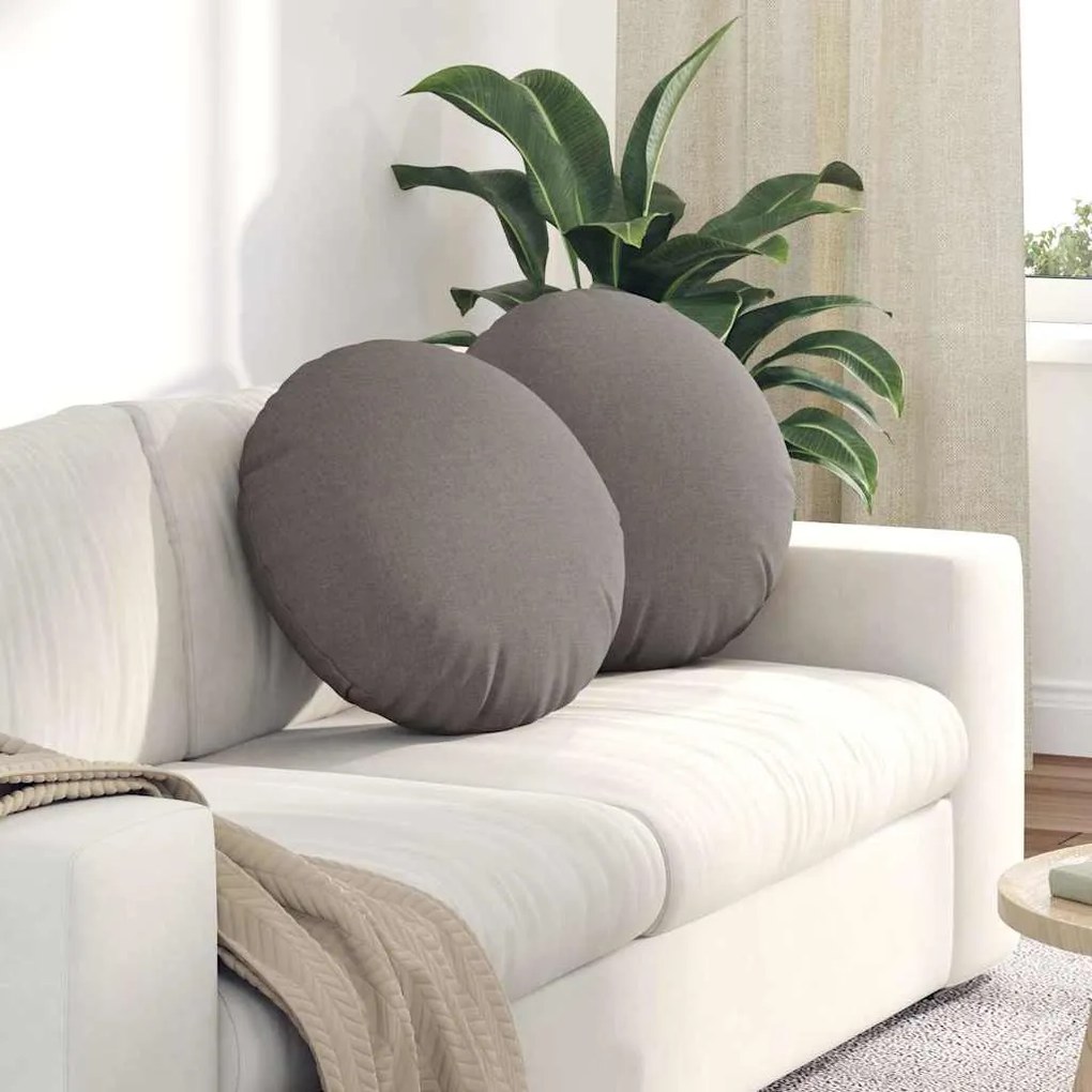 vidaXL Almofadas de Assento 2 pcs Cinzento-acastanhado Ø50 x 19 cm