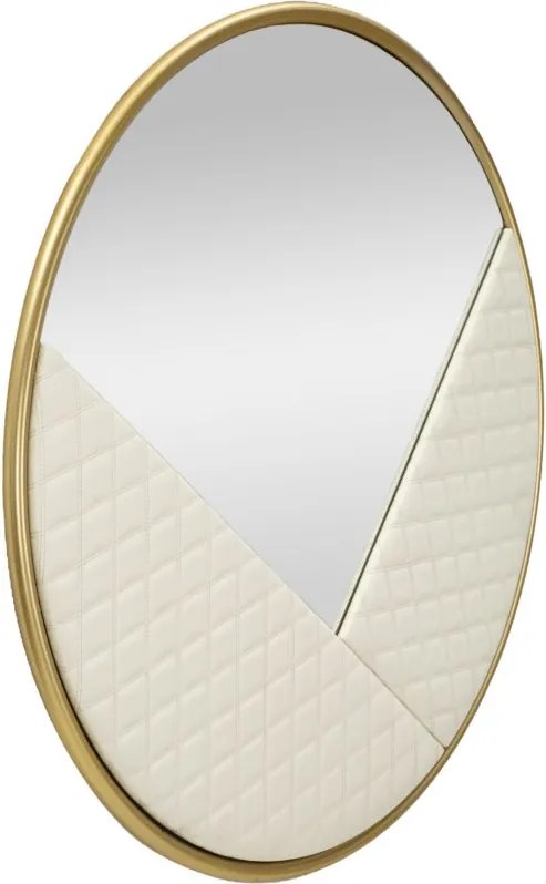 ESPELHO DE PAREDE SHARON Ø80X3 CM BRANCO E DOURADO