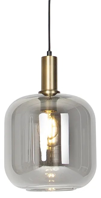 Candeeiro de suspensão design preto e dourado com vidro fumê - Zuzanna Design