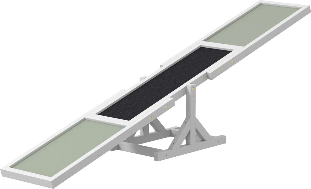 Equipamento de treino de agilidade desportiva para cães – balanço antiderrapante 180 x 30 x 30 cm cinzento e branco