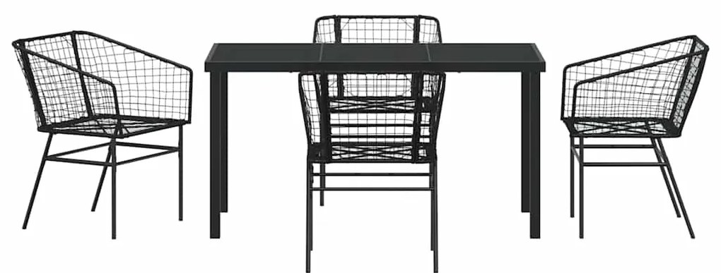 Conjunto de Jantar de Jardim com 5 Peças Preto em Rattan Sintético