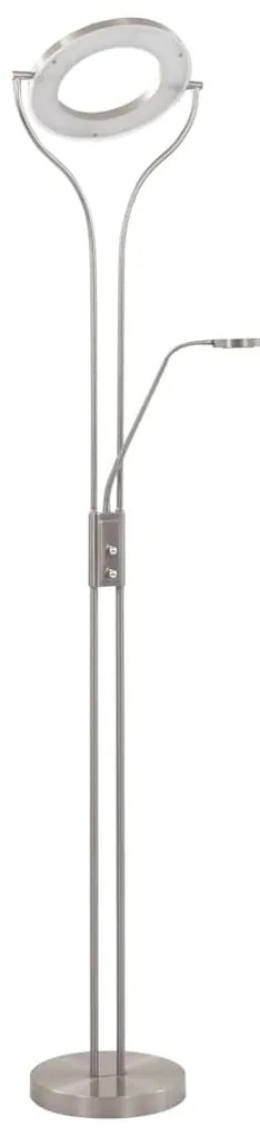 Candeeiro de pé alto regulável 18 W 180 cm prateado