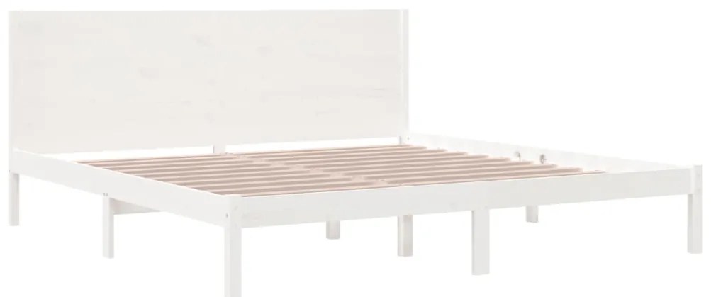 Cama sem colchão 200x200 cm madeira de pinho maciça branco