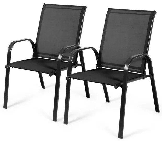 Cadeira de jantar para área externa com 2 peças e apoio de braço - cinza