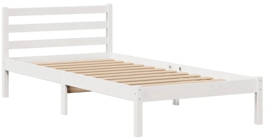 Cama com estante sem colchão 100x200 cm pinho maciço branco