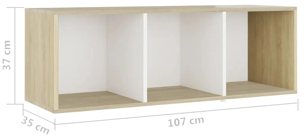 Móveis de TV 2pcs 107x35x37cm contrapl. branco/carvalho sonoma