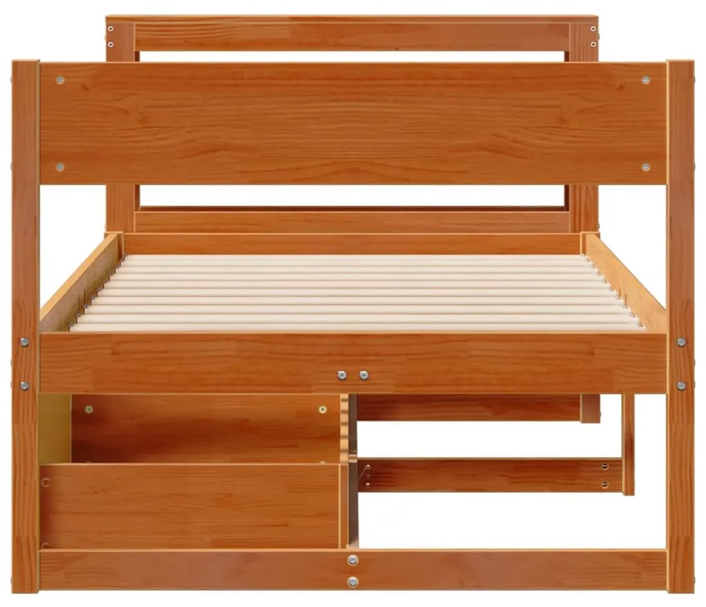 Cama sem colchão 90x190 cm madeira de pinho maciça castanho-mel