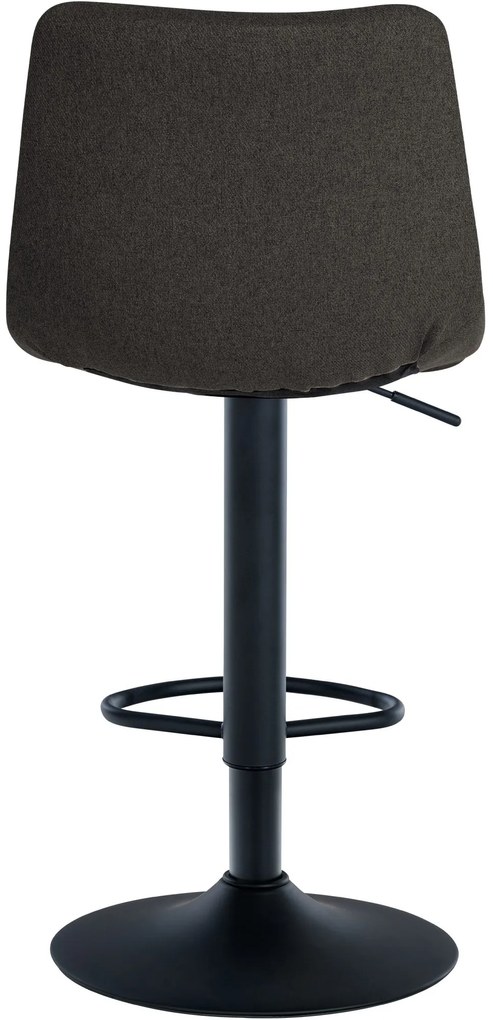 Banco de bar Jerry em tecido com estrutura preta 87-108,5 x 43 x 46,5 cm Cinzento escuro