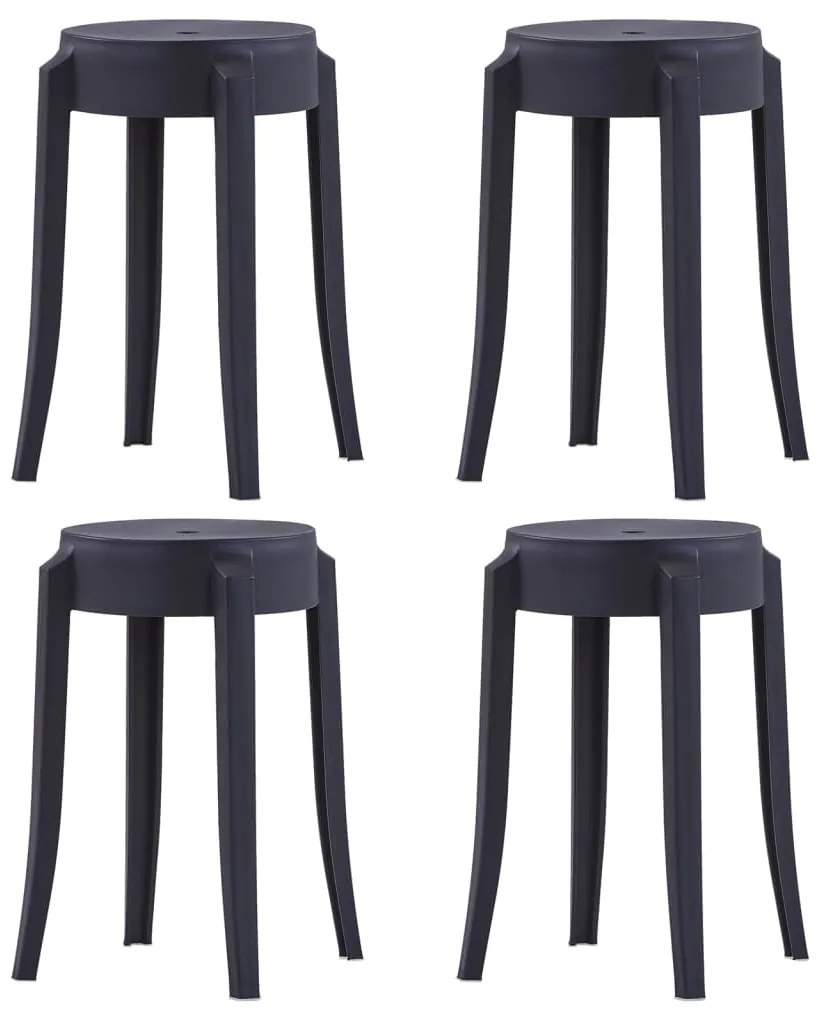 vidaXL Bancos empilháveis 4 pcs plástico preto