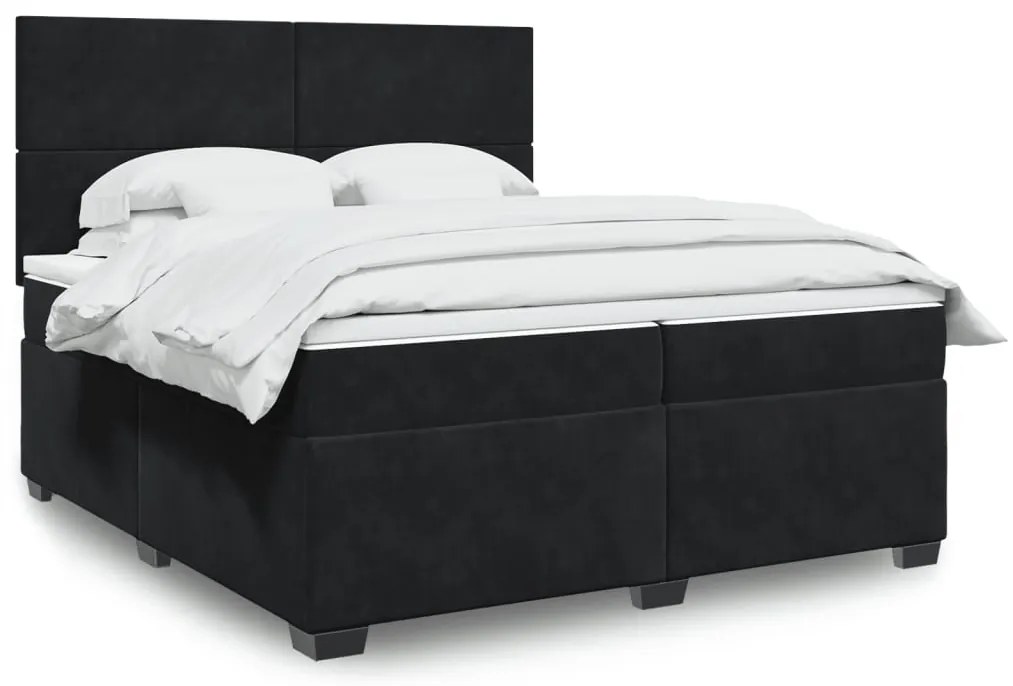 vidaXL Cama com molas/colchão 200x200 cm veludo preto