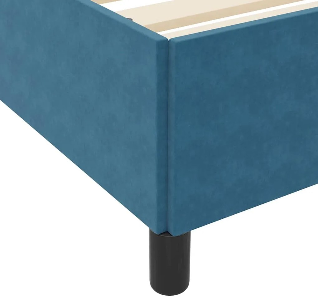 Estrutura da Cama Azul Escuro e Branco 160 x 200 cm Veludo