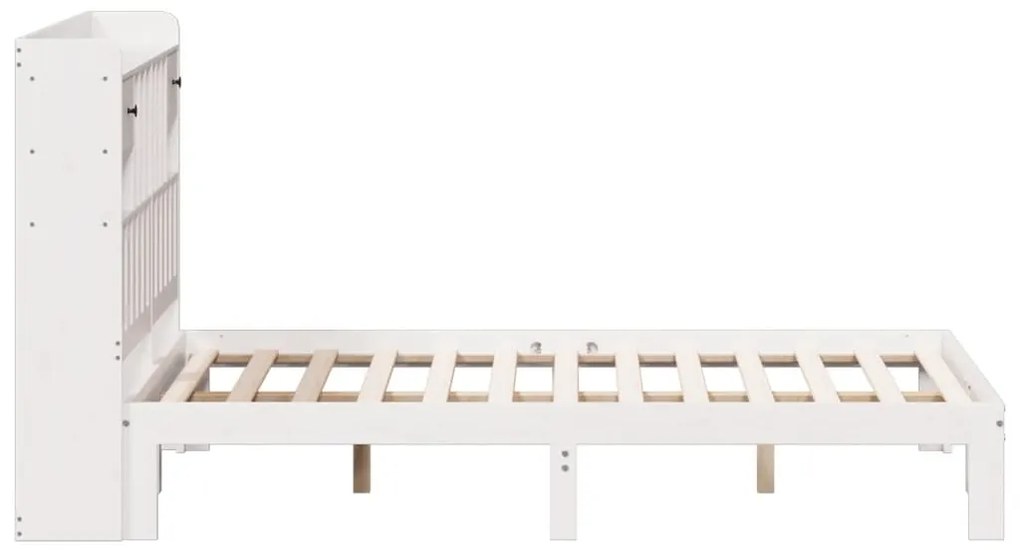 Cama com estante sem colchão 135x190 cm pinho maciço branco
