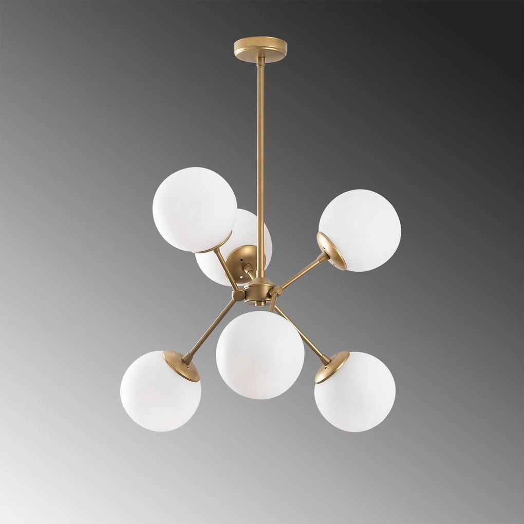 Candeeiro de Teto Gondol – Dourado e Branco – 55 x 55 cm