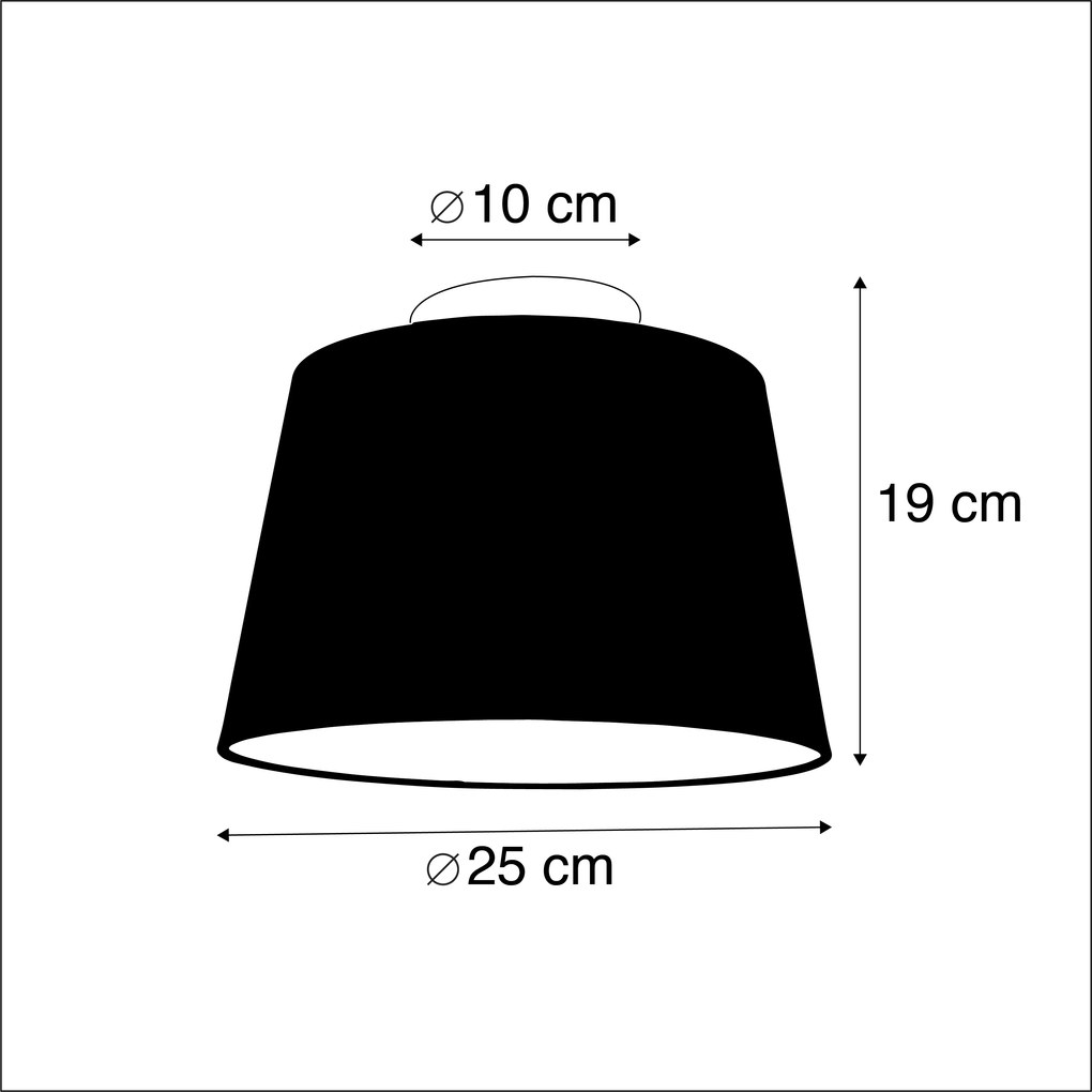 Luminária de teto com abajur de linho preto 25 cm - Combi branco Clássico / Antigo