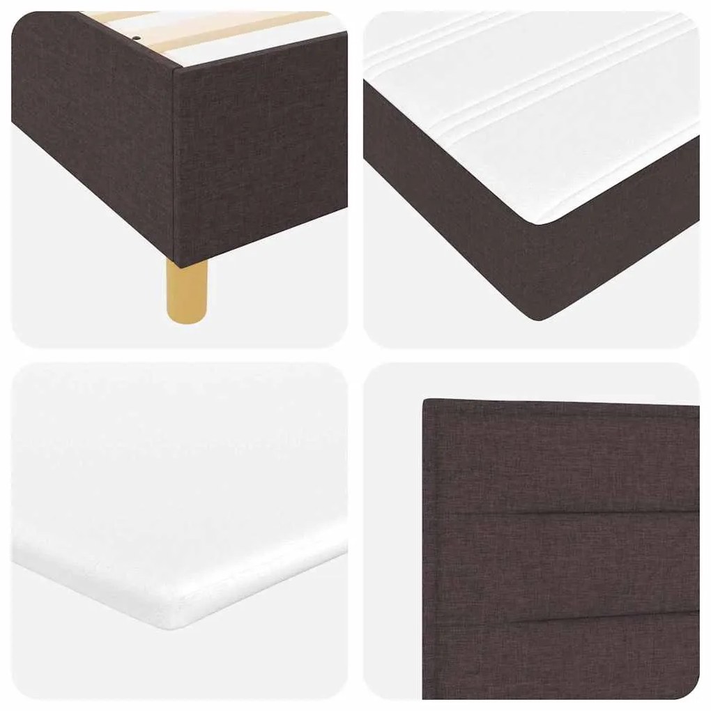 Cama Box Spring com Colchão e LED Castanho Escuro 140x200 cm em Tecido