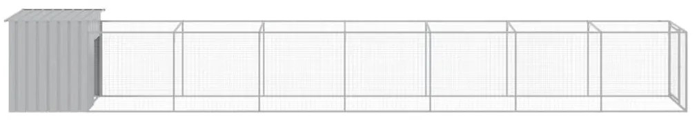 Casota cães c/ parque 110x813x110 cm aço galvaniz. cinza-claro
