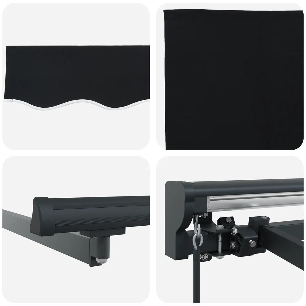 Toldo Manual Retrátil Preto 450x300 cm