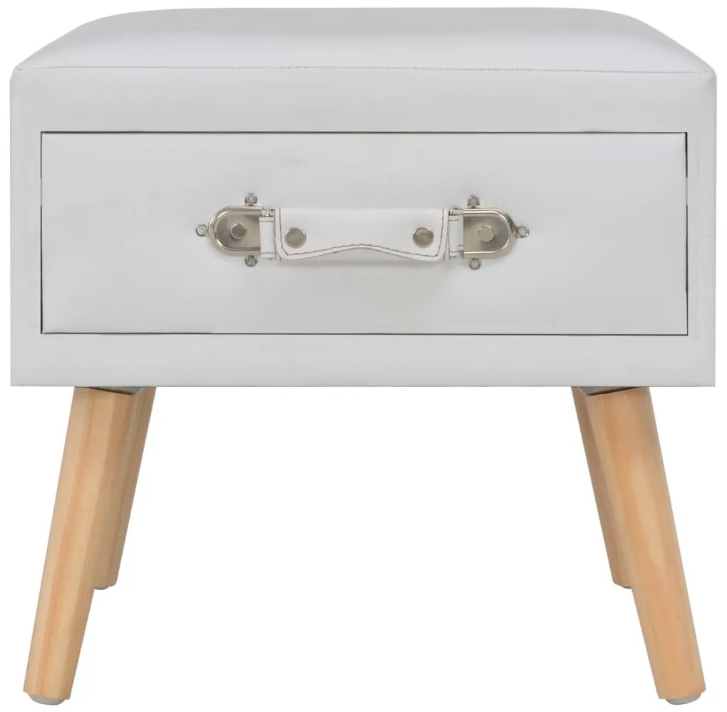 Mesa-de-cabeceira 40x35x40 cm couro artificial branco