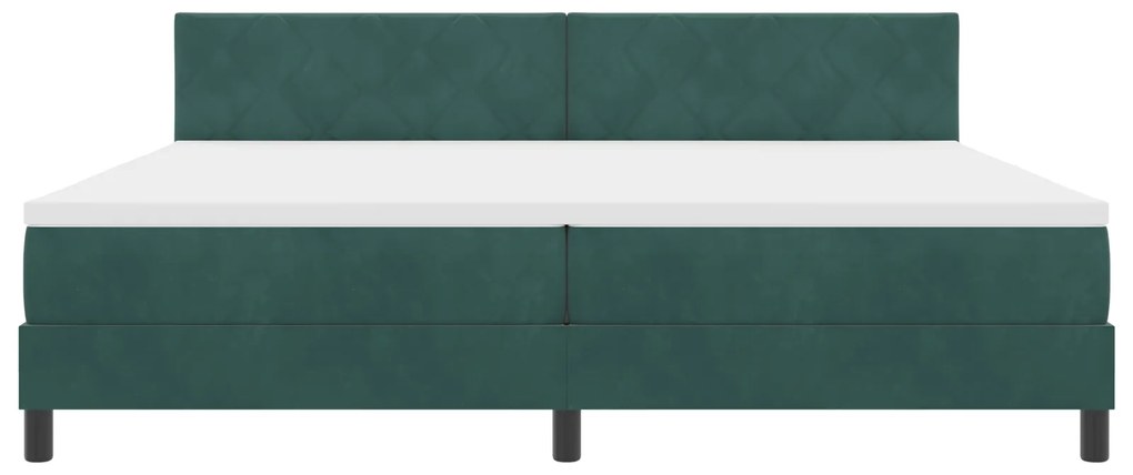 Cama Box com Colchão vidaXL Verde Escuro 200x200 cm Veludo