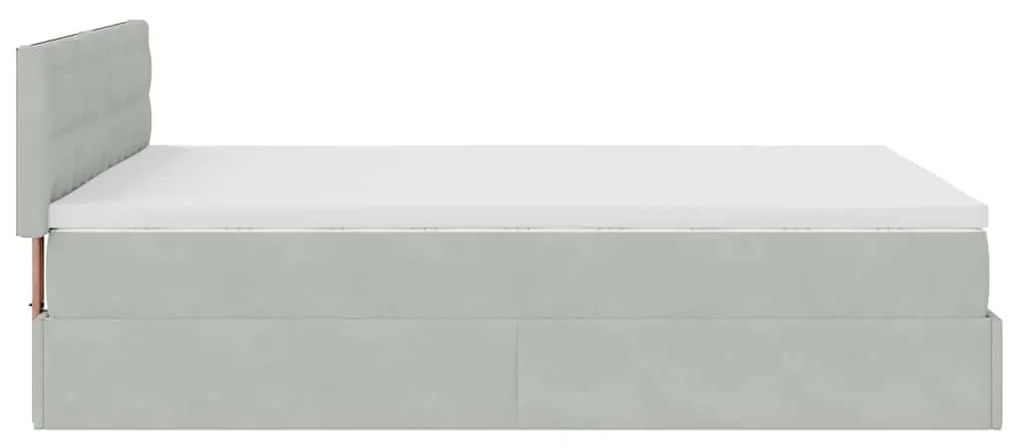Estrutura de cama otomana com colchão 140x200 cm cinzento claro