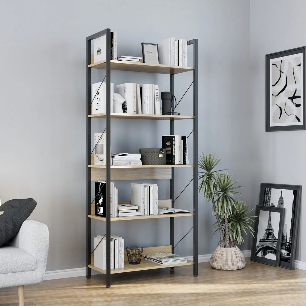 Estante "Rovere" - Carvalho - 73x172x35cm - Design Moderno