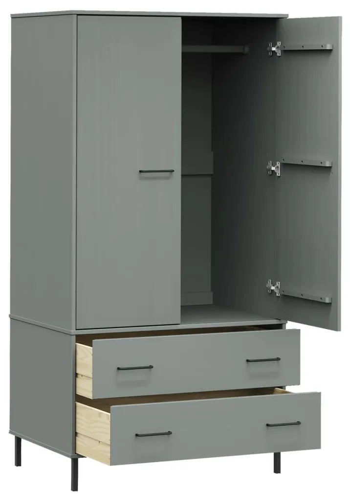 Roupeiro c/ pernas metal 90x55x172,5 cm madeira OSLO cinzento