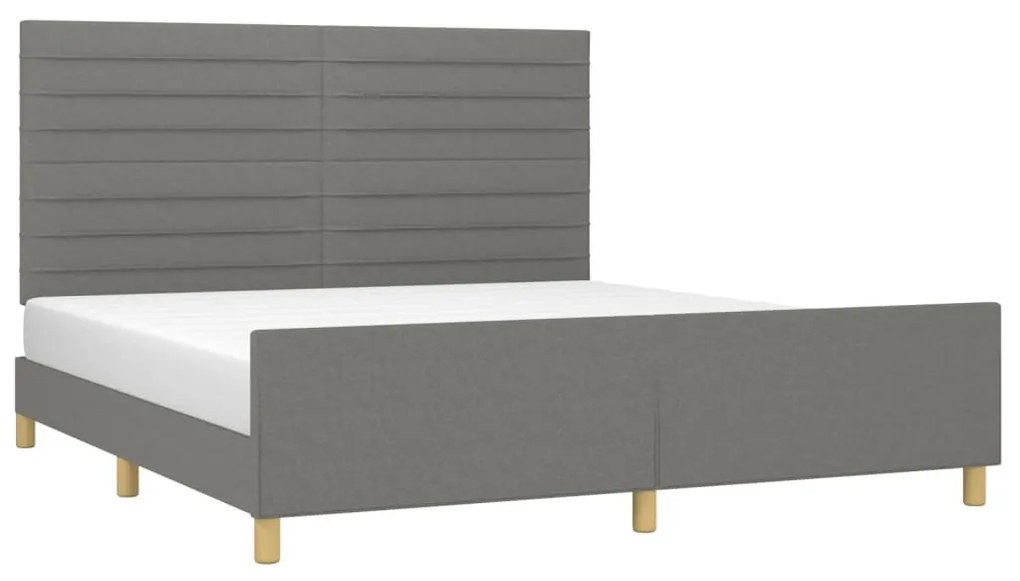 Estrutura de cama 180x200 cm tecido cinzento-escuro