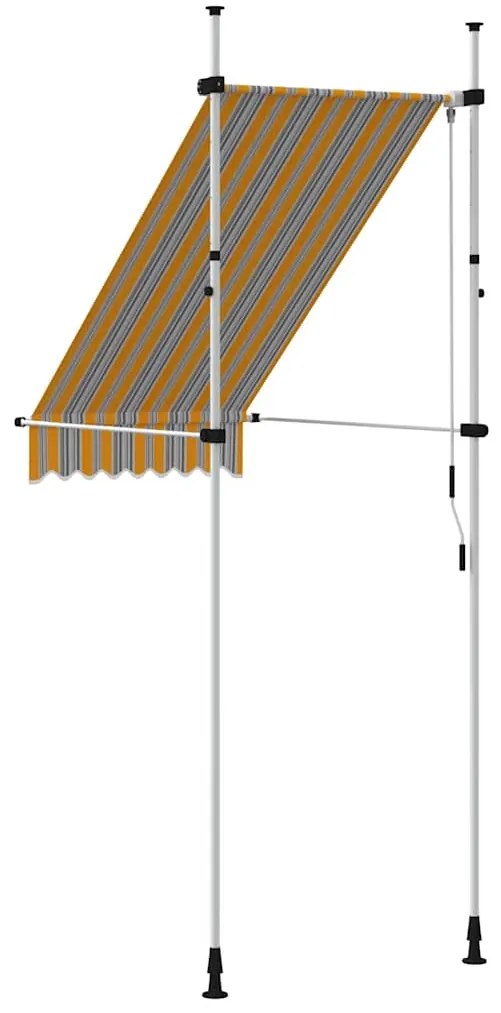 Toldo retrátil manual 100 cm riscas amarelas e azuis