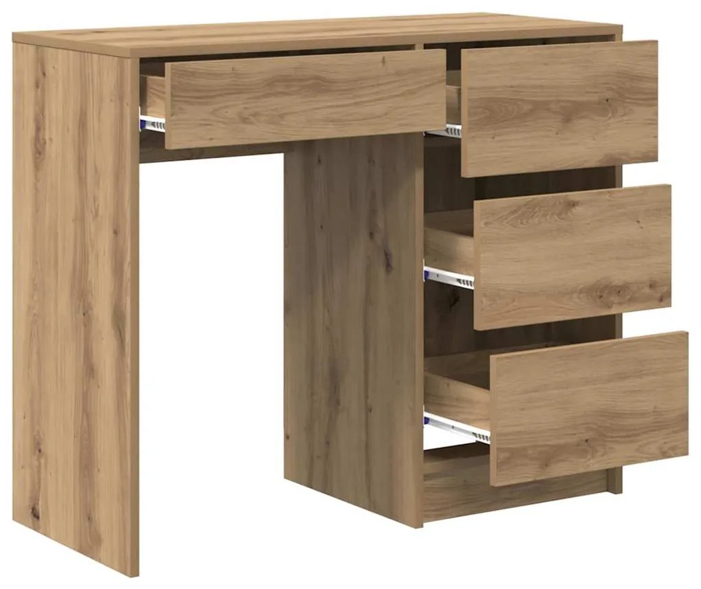 Mesa de Escrita Castanha Carvalho Artesanal Madeira Engenheirada