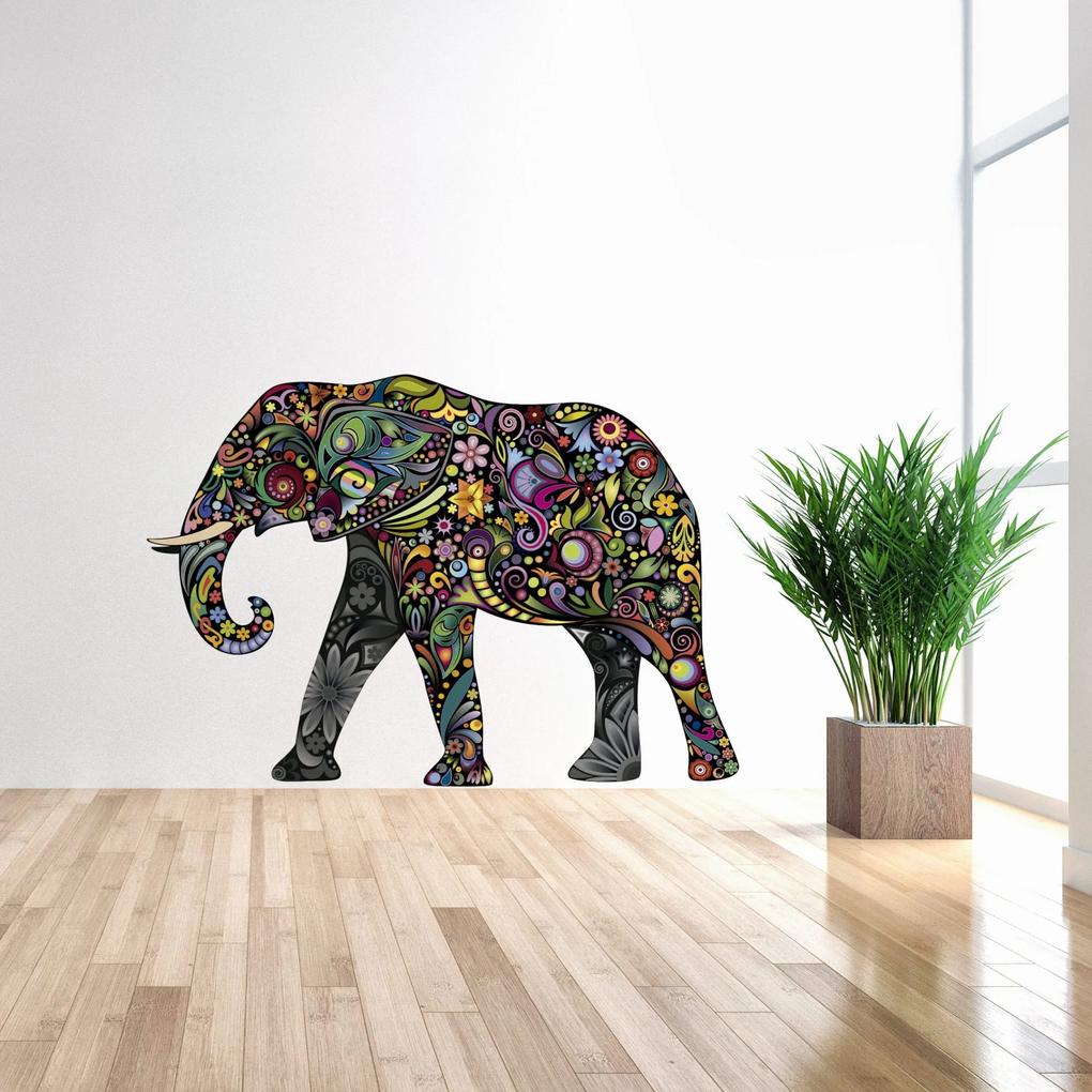 Elefante Colorido vinil autocolante (Tamanho: 147.4 x 106 cm)