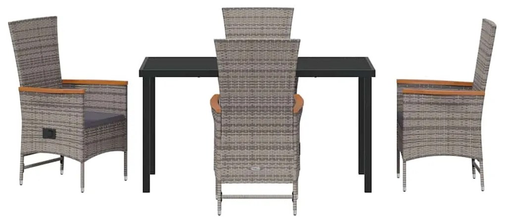Cadeiras Exteriores com almofada 5 pcs Cinzento Cinza Escuro
