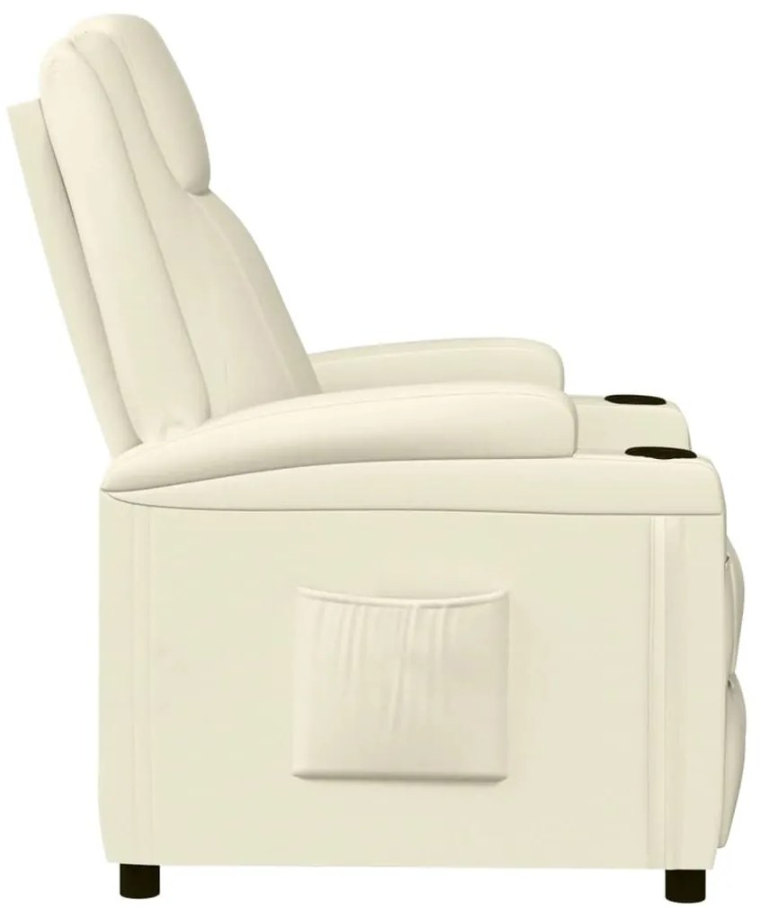 Poltrona reclinável couro artificial branco nata