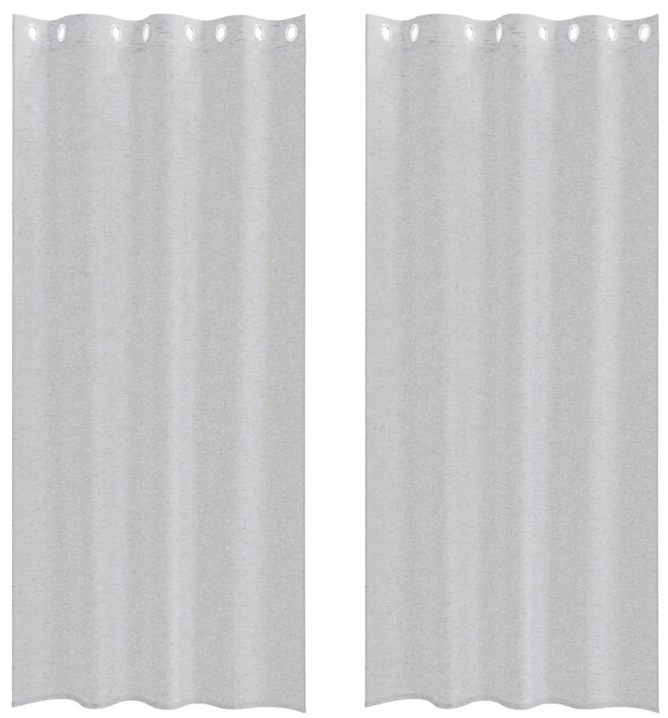 Cortinas 2 pcs Cinzento-claro 140 x 225 cm Poliéster