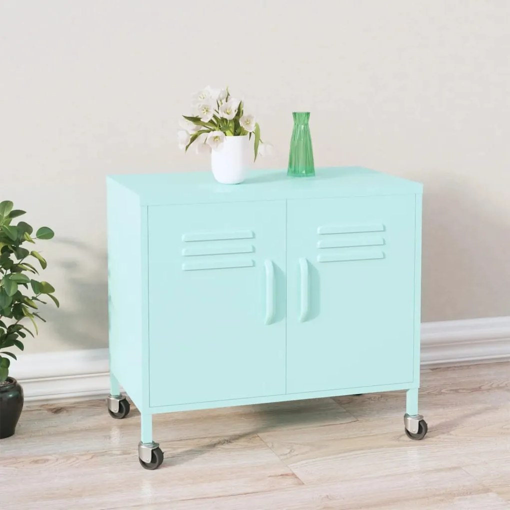 Armário de arrumação aço 60x35x56 cm verde-hortelã