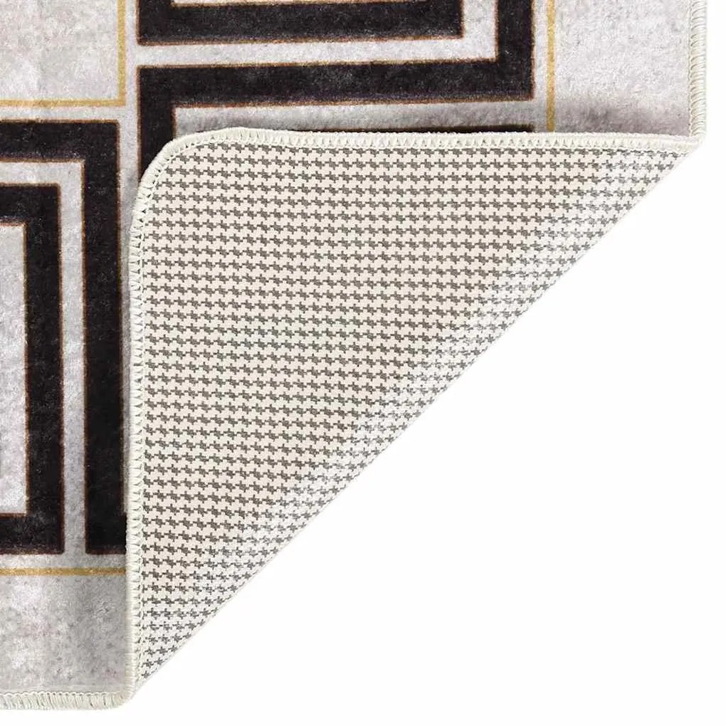 Tapete lavável antiderrapante 150x230 cm branco e preto