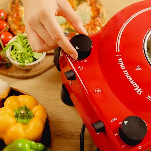 Forno para pizza Cecotec Fun Pizza&Co Mamma Mia Vista 1200 W com janela.