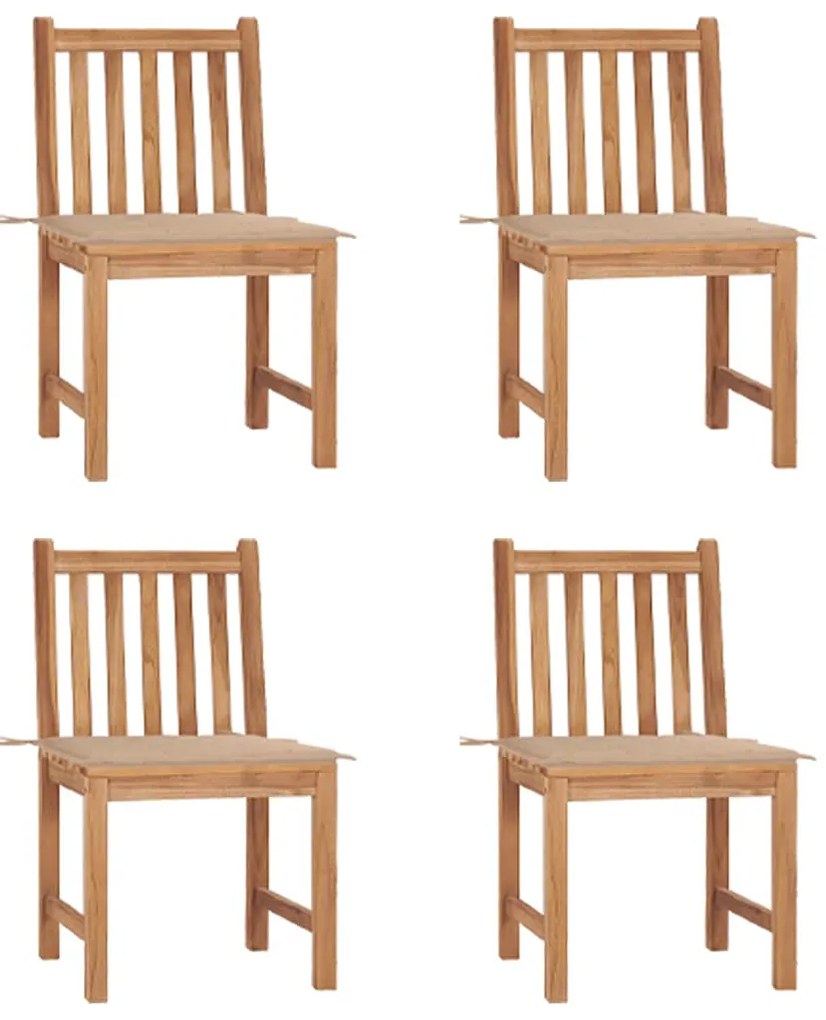 Cadeiras de jardim c/ almofadões 4 pcs madeira de teca maciça