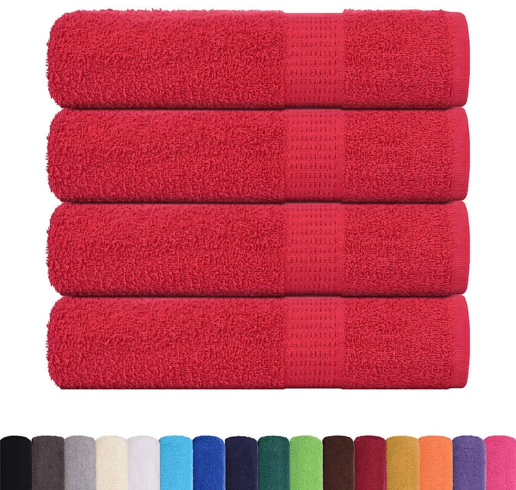 Toalhas de mãos 4 pcs 50x100 cm 360 gsm 100% algodão vermelho