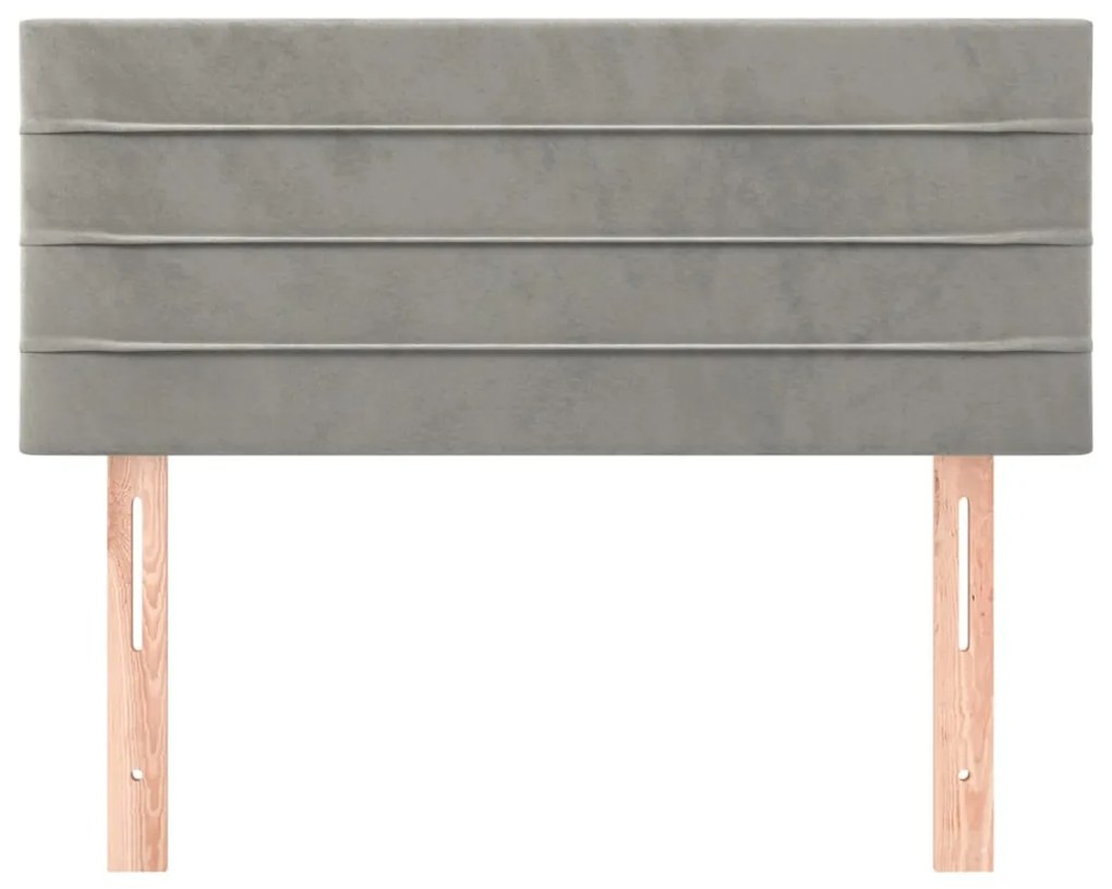 Cabeceira de cama veludo 100x5x78/88 cm cinzento-claro