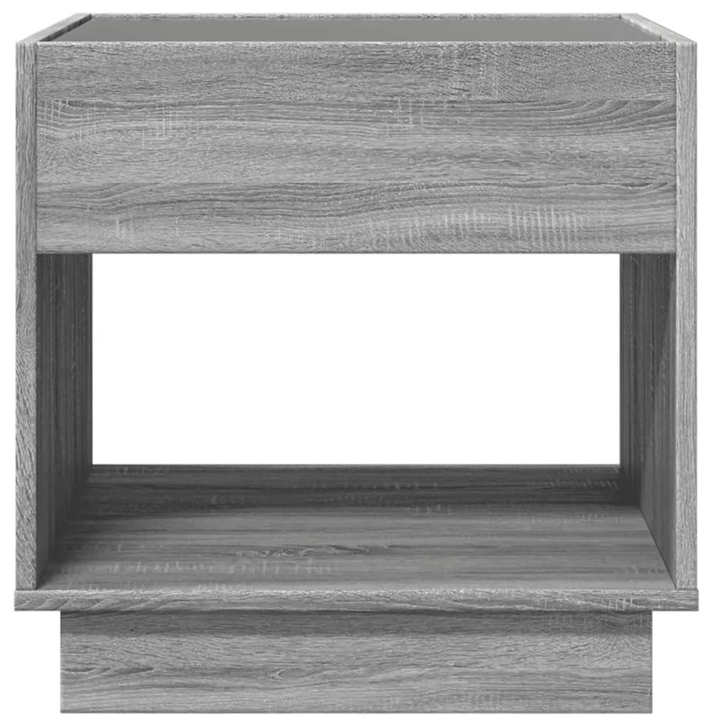 Mesa de centro luzes LED Infinity 50x50x50 cm cinzento sonoma