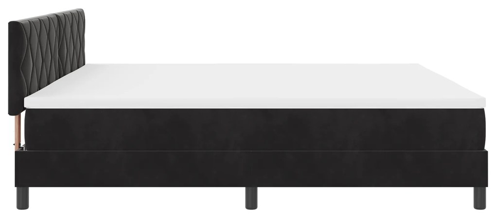 Cama Box Spring com Colchão Preta 200x200 cm Veludo