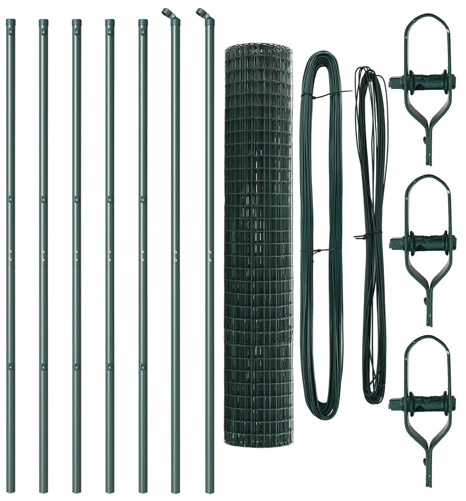 Cerca Euro com 7 Postes 1,5x10 m Aço Galvanizado Verde