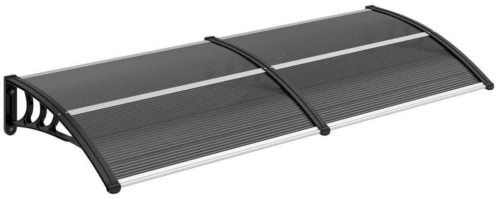 Outsunny Marquise para Portas e Janelas 196x75x23 cm Marquise de Proteção contra Sol e Chuva com Cobertura de Policarbonato Preto