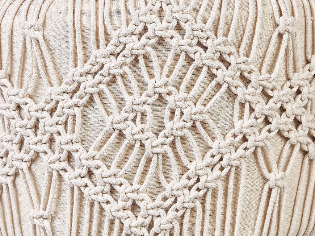 Tamborete em algodão estilo macramé creme MANZAI Beliani