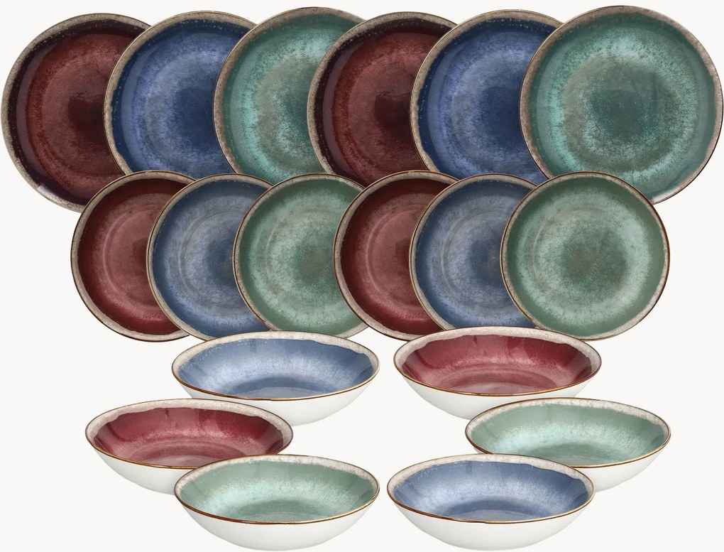 Conjunto de loiça em porcelana Moon, 6 pessoas, conjunto de 18