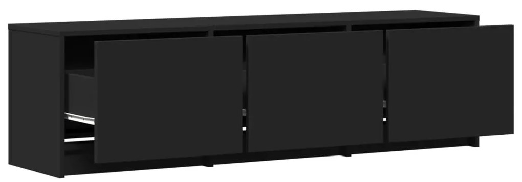 Móvel de TV com luzes LED derivados de madeira preto